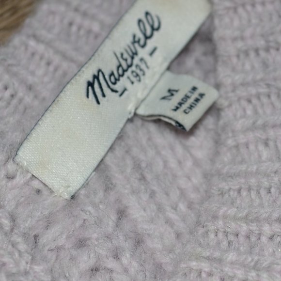 Madewell Palisade Back Zip Merino Wool Cable Knit Sweater Size Medium - Picture 5 of 9